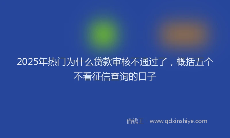 2025年热门为什么贷款审核不通过了，概括五个不看征信查询的口子