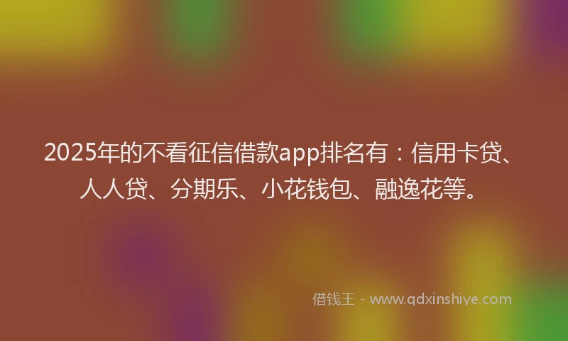 2025年的不看征信借款app排名有：信用卡贷、人人贷、分期乐、小花钱包、融逸花等。