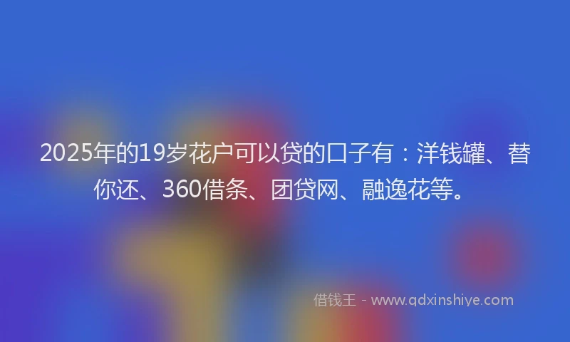 2025年的19岁花户可以贷的口子有：洋钱罐、替你还、360借条、团贷网、融逸花等。