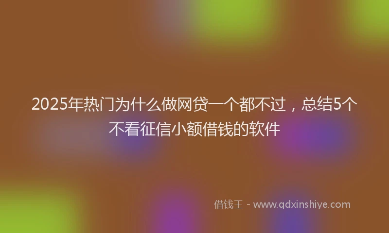 2025年热门为什么做网贷一个都不过，总结5个不看征信小额借钱的软件