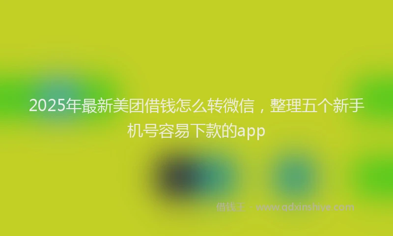 2025年最新美团借钱怎么转微信，整理五个新手机号容易下款的app