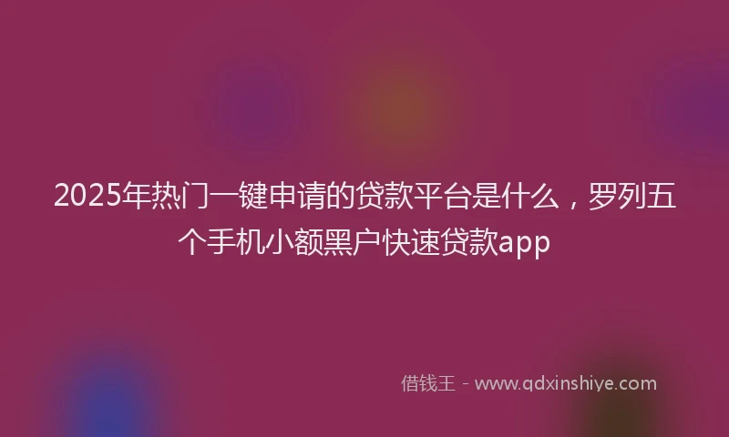 2025年热门一键申请的贷款平台是什么，罗列五个手机小额黑户快速贷款app