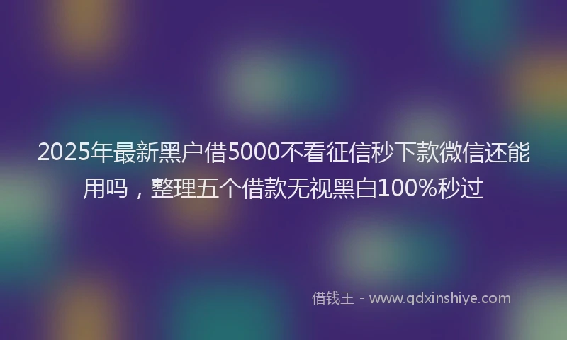 2025年最新黑户借5000不看征信秒下款微信还能用吗，整理五个借款无视黑白100%秒过