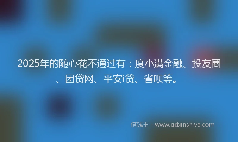 2025年的随心花不通过有：度小满金融、投友圈、团贷网、平安i贷、省呗等。