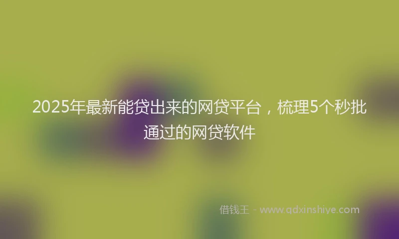 2025年最新能贷出来的网贷平台，梳理5个秒批通过的网贷软件