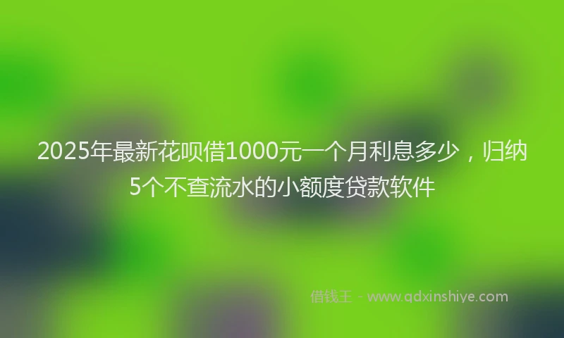 2025年最新花呗借1000元一个月利息多少，归纳5个不查流水的小额度贷款软件