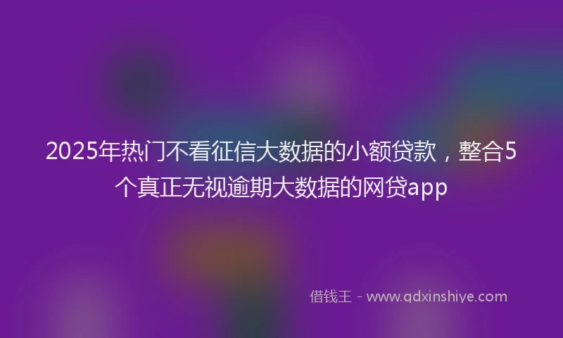2025年热门不看征信大数据的小额贷款，整合5个真正无视逾期大数据的网贷app