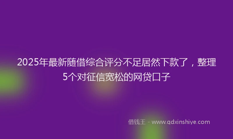 2025年最新随借综合评分不足居然下款了，整理5个对征信宽松的网贷口子