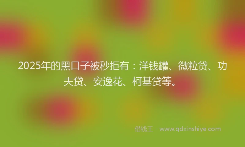 2025年的黑口子被秒拒有：洋钱罐、微粒贷、功夫贷、安逸花、柯基贷等。