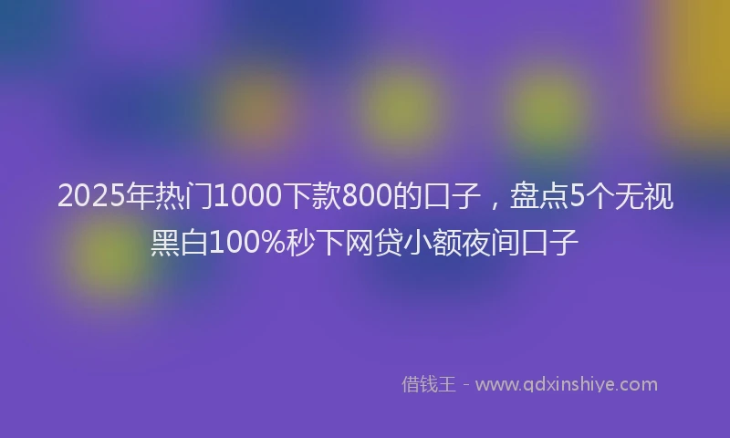 2025年热门1000下款800的口子，盘点5个无视黑白100%秒下网贷小额夜间口子