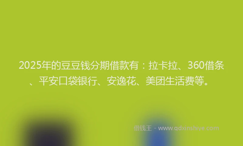 2025年的豆豆钱分期借款有：拉卡拉、360借条、平安口袋银行、安逸花、美团生活费等。