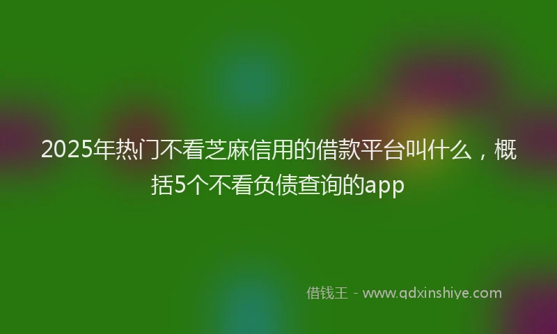 2025年热门不看芝麻信用的借款平台叫什么，概括5个不看负债查询的app