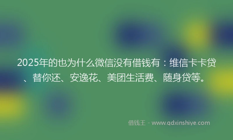 2025年的也为什么微信没有借钱有：维信卡卡贷、替你还、安逸花、美团生活费、随身贷等。