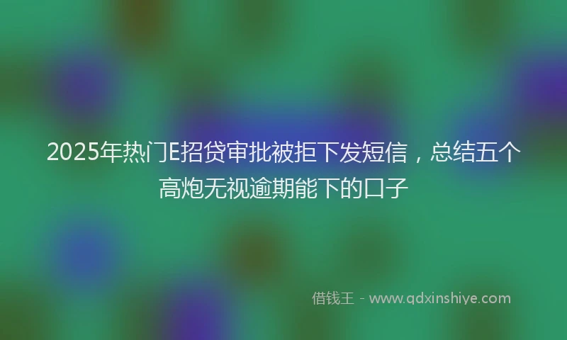 2025年热门E招贷审批被拒下发短信，总结五个高炮无视逾期能下的口子