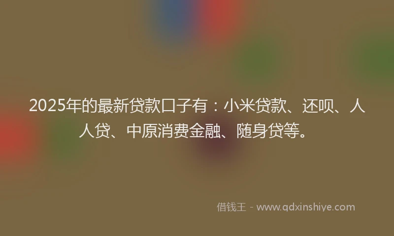 2025年的最新贷款口子有：小米贷款、还呗、人人贷、中原消费金融、随身贷等。