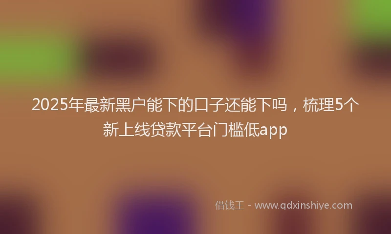 2025年最新黑户能下的口子还能下吗，梳理5个新上线贷款平台门槛低app