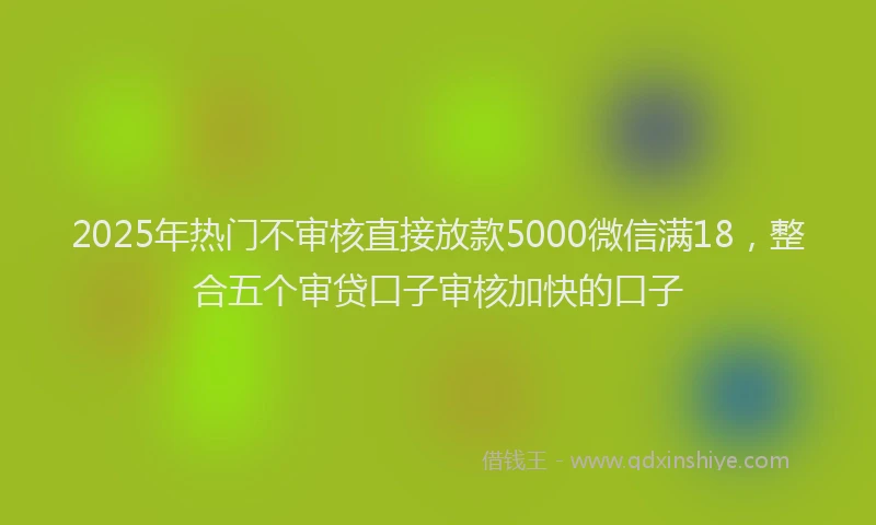 2025年热门不审核直接放款5000微信满18，整合五个审贷口子审核加快的口子