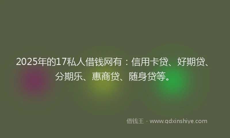2025年的17私人借钱网有：信用卡贷、好期贷、分期乐、惠商贷、随身贷等。