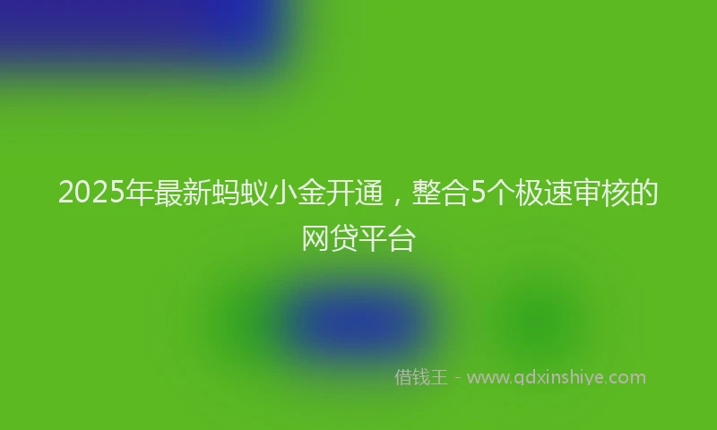 2025年最新蚂蚁小金开通，整合5个极速审核的网贷平台