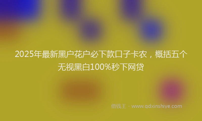2025年最新黑户花户必下款口子卡农，概括五个无视黑白100%秒下网贷