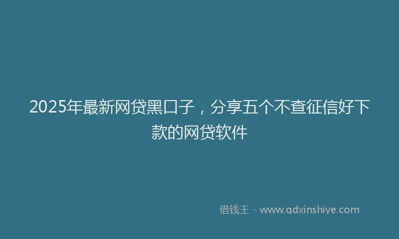 2025年最新网贷黑口子，分享五个不查征信好下款的网贷软件