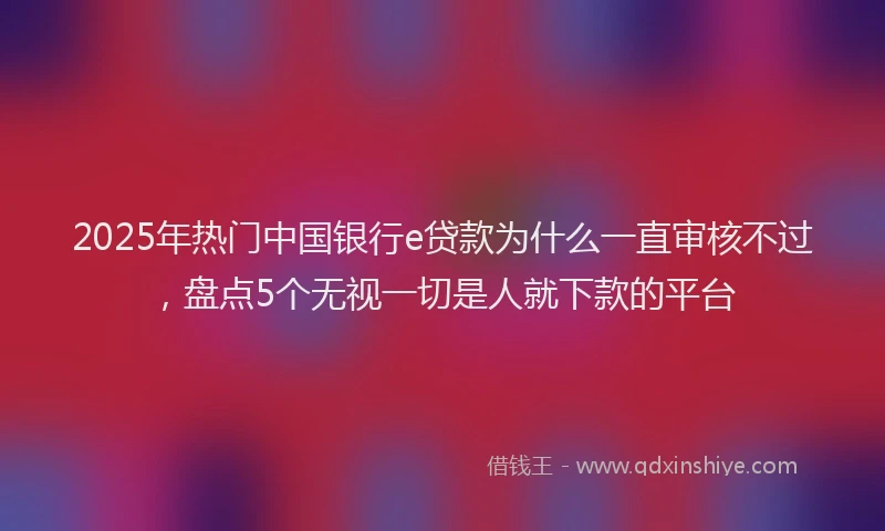 2025年热门中国银行e贷款为什么一直审核不过,盘点5个无视一切是人就下款的平台