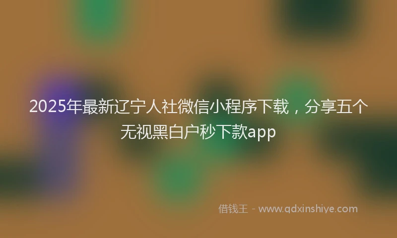 2025年最新辽宁人社微信小程序下载，分享五个无视黑白户秒下款app