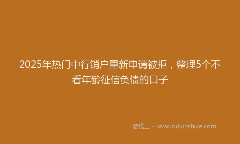 2025年热门中行销户重新申请被拒，整理5个不看年龄征信负债的口子