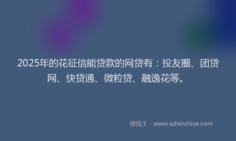 2025年的花征信能贷款的网贷有：投友圈、团贷网、快贷通、微粒贷、融逸花等。