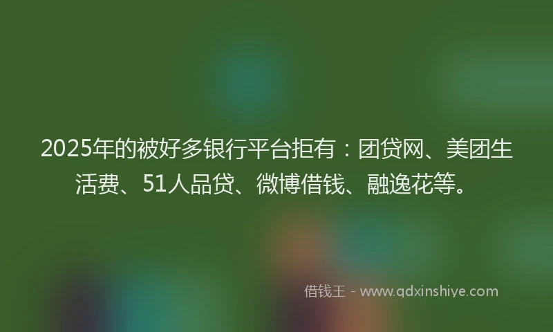 2025年的被好多银行平台拒有：团贷网、美团生活费、51人品贷、微博借钱、融逸花等。