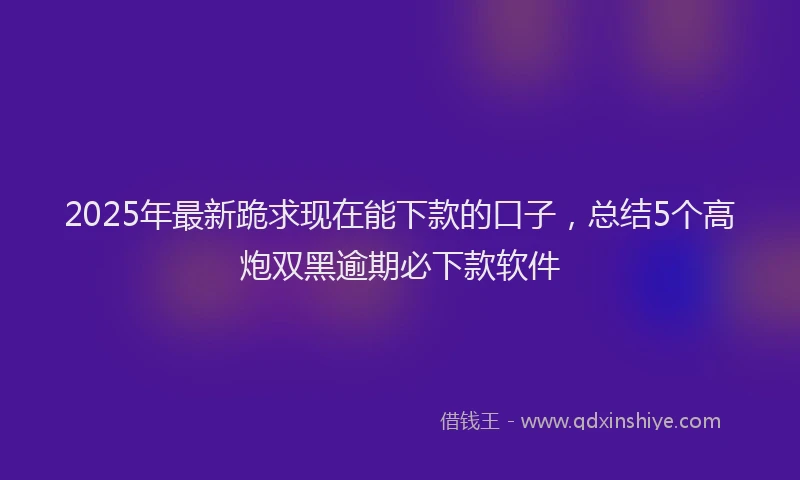 2025年最新跪求现在能下款的口子，总结5个高炮双黑逾期必下款软件