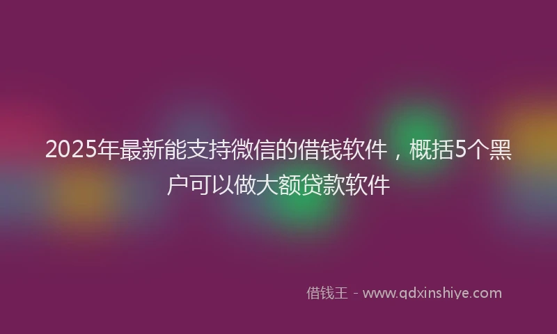 2025年最新能支持微信的借钱软件，概括5个黑户可以做大额贷款软件