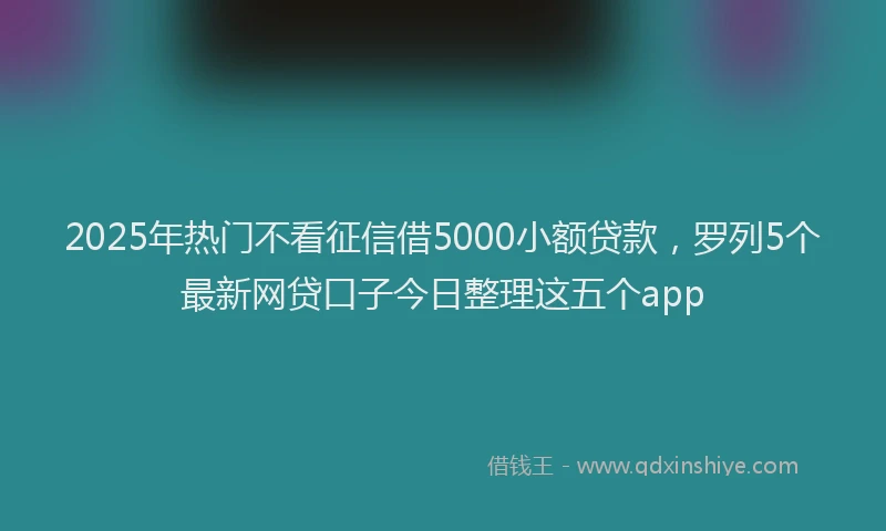 2025年热门不看征信借5000小额贷款，罗列5个最新网贷口子今日整理这五个app