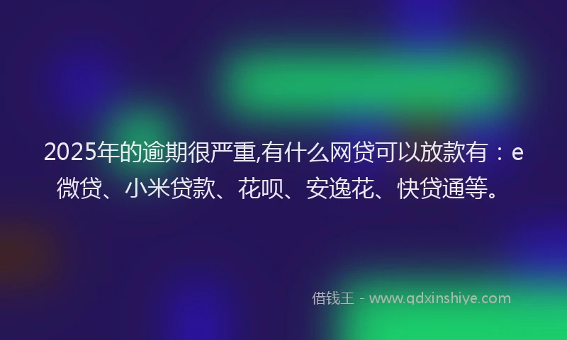 2025年的逾期很严重,有什么网贷可以放款有：e微贷、小米贷款、花呗、安逸花、快贷通等。