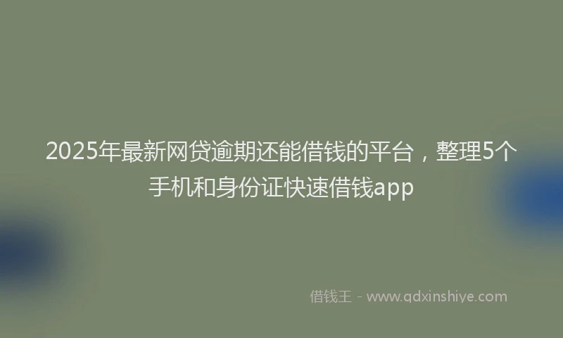 2025年最新网贷逾期还能借钱的平台，整理5个手机和身份证快速借钱app