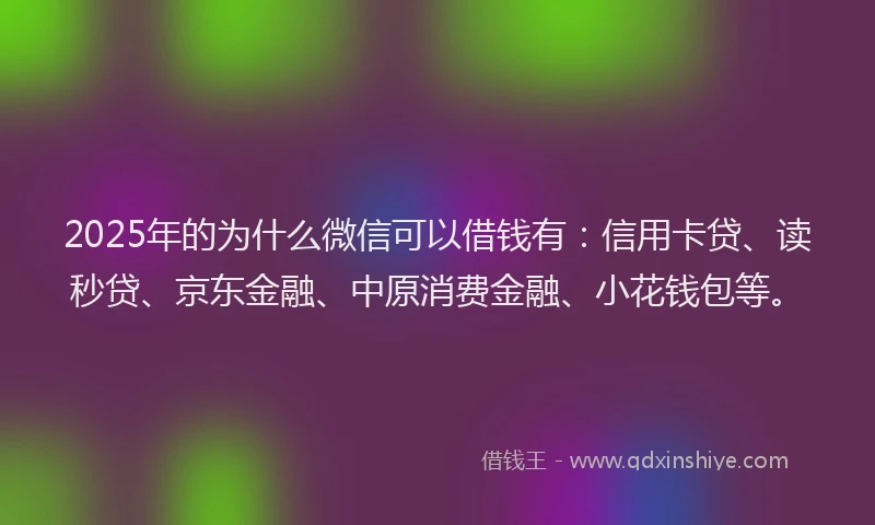 2025年的为什么微信可以借钱有：信用卡贷、读秒贷、京东金融、中原消费金融、小花钱包等。