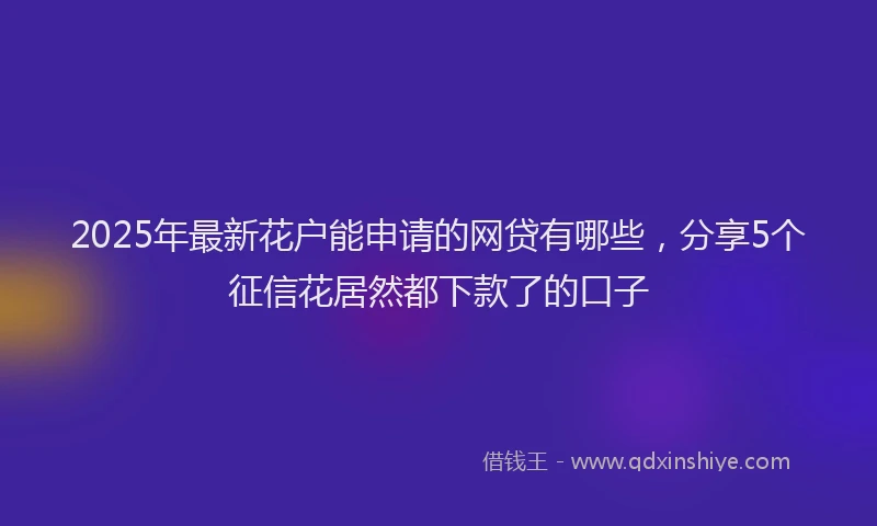2025年最新花户能申请的网贷有哪些，分享5个征信花居然都下款了的口子