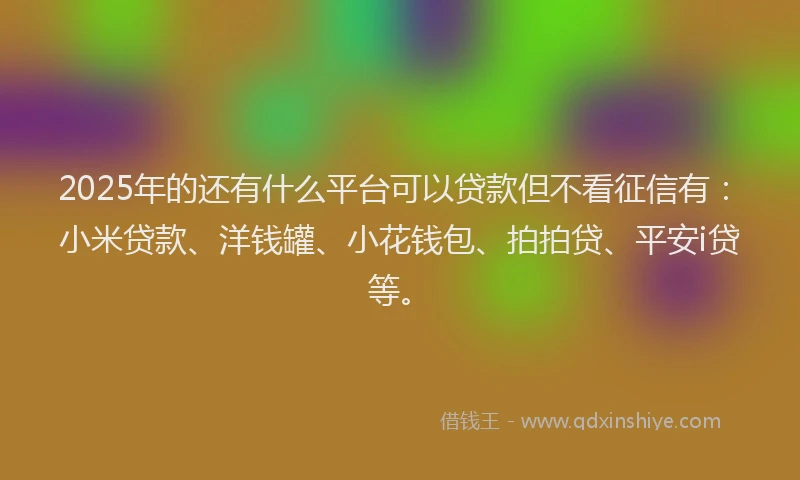 2025年的还有什么平台可以贷款但不看征信有：小米贷款、洋钱罐、小花钱包、拍拍贷、平安i贷等。