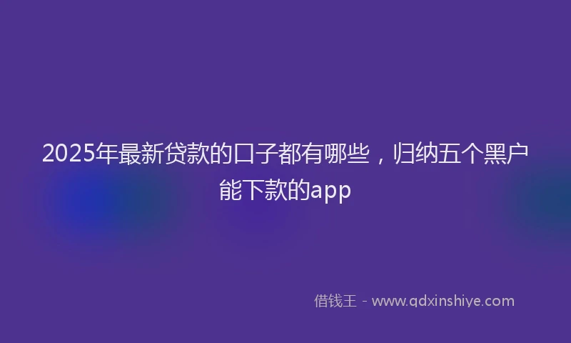 2025年最新贷款的口子都有哪些，归纳五个黑户能下款的app