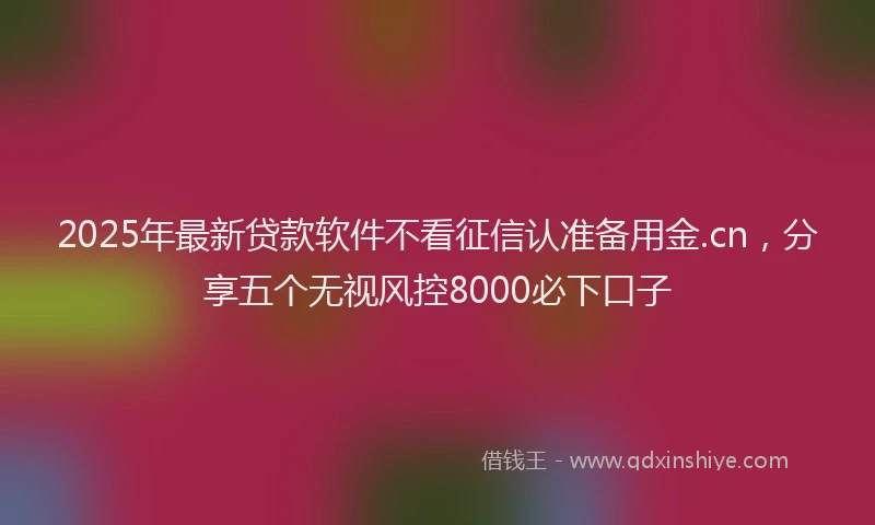 2025年最新贷款软件不看征信认准备用金.cn，分享五个无视风控8000必下口子