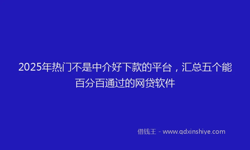 2025年热门不是中介好下款的平台，汇总五个能百分百通过的网贷软件