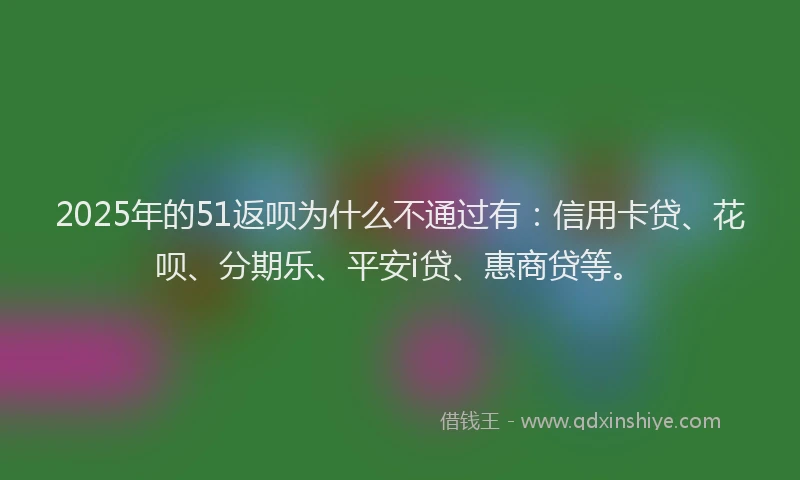 2025年的51返呗为什么不通过有：信用卡贷、花呗、分期乐、平安i贷、惠商贷等。