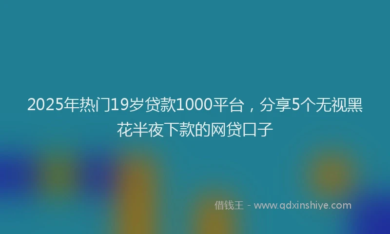 2025年热门19岁贷款1000平台，分享5个无视黑花半夜下款的网贷口子