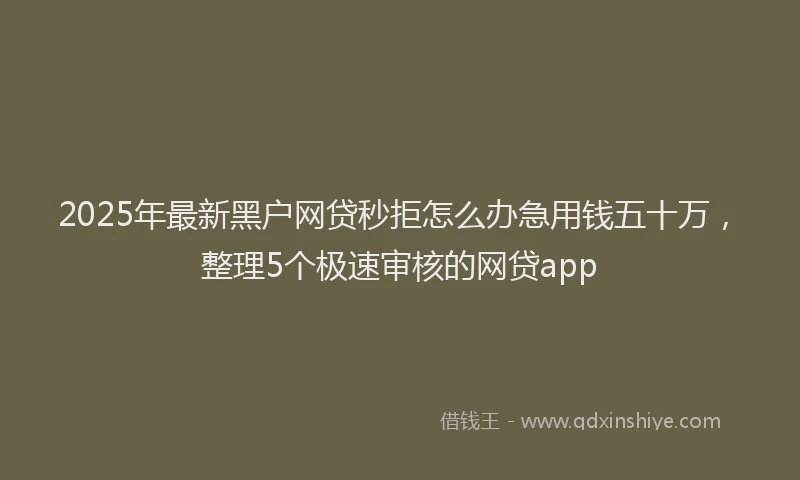 2025年最新黑户网贷秒拒怎么办急用钱五十万，整理5个极速审核的网贷app
