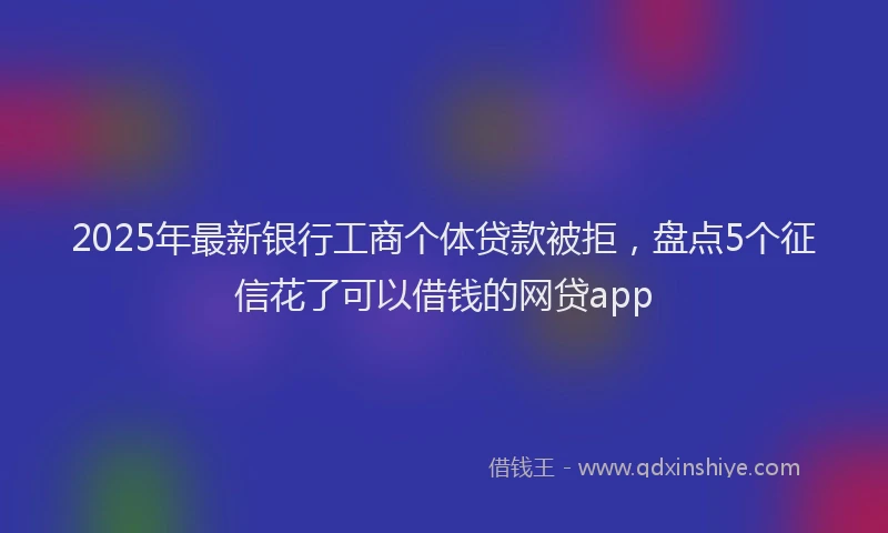 2025年最新银行工商个体贷款被拒，盘点5个征信花了可以借钱的网贷app