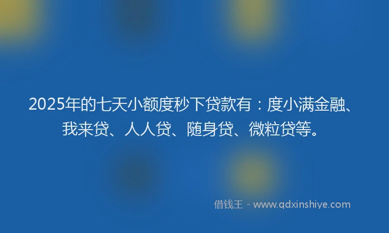 2025年的七天小额度秒下贷款有：度小满金融、我来贷、人人贷、随身贷、微粒贷等。