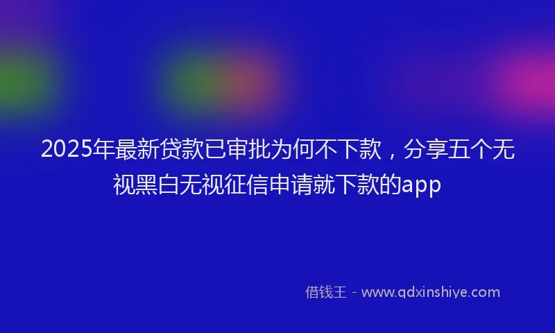 2025年最新贷款已审批为何不下款，分享五个无视黑白无视征信申请就下款的app