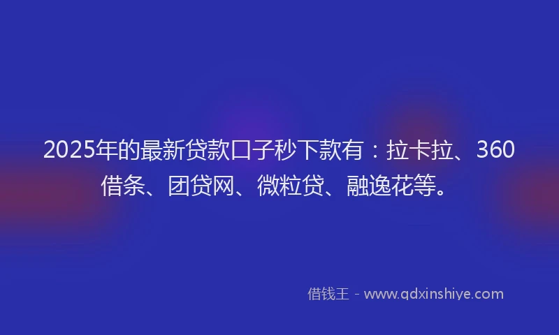 2025年的最新贷款口子秒下款有：拉卡拉、360借条、团贷网、微粒贷、融逸花等。