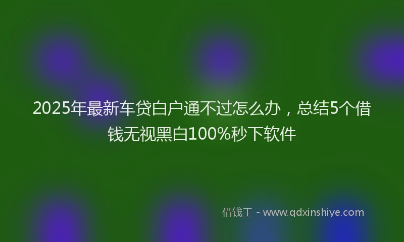 2025年最新车贷白户通不过怎么办，总结5个借钱无视黑白100%秒下软件