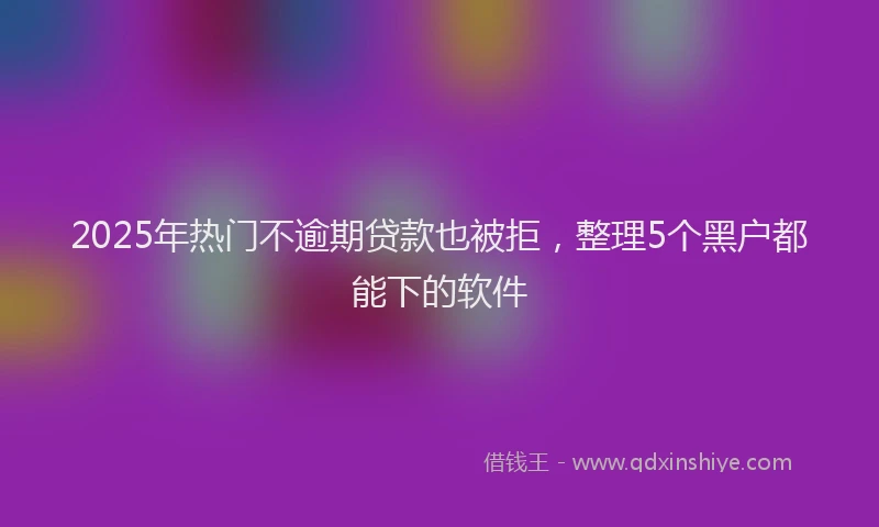 2025年热门不逾期贷款也被拒，整理5个黑户都能下的软件